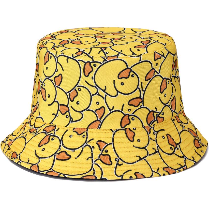Reversible Printed Bucket hat Yellow Duck