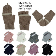 Load image into Gallery viewer, 12-pack Wholesale Knitted Women&#39;s Winter Fingerless Mittens Flap Gloves

