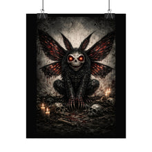 Load image into Gallery viewer, Dark Moth Demon Poster — Gothic Horror Wall Art with Candlelit Skull Scene
