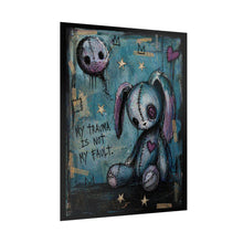 Load image into Gallery viewer, Rolled Poster — 'My Trauma Is Not My Fault' Gothic Bunny Art Print
