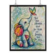 Load image into Gallery viewer, Motivational Elephant Rolled Poster – "You Are Stronger Than You Think" Nursery Wall Art
