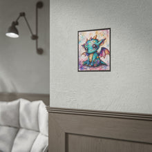 Load image into Gallery viewer, Whimsical Patchwork Baby Dragon Art Print – Cute Big-Eyed Fantasy Animal Poster
