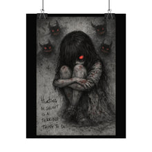 Load image into Gallery viewer, Rolled Poster — Dark Horror Art Print | "Hunting in Secret Is a Terrible Thing to Do"
