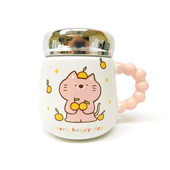 CERAMIC CAT CUP W/SCREW OFF LID