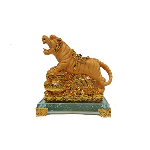 GOLD TIGER ON CRYSTAL BASE