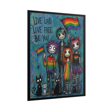 Load image into Gallery viewer, Creepy Cute Pastel Goth Friends Tribe Poster - Multiple Rainbow Pride Flags Canvas Print

