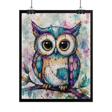 Load image into Gallery viewer, Cute Nursery Owl Poster - Whimsical Watercolor Bird Canvas Wall Decor
