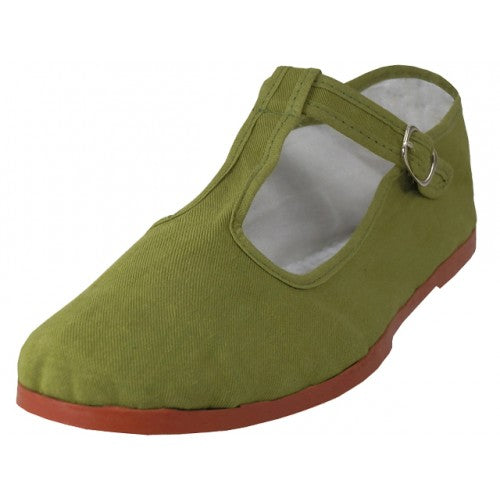 Wholesale Women's T-Strap Cotton Upper Classic Mary Jane Shoes (*Khaki Color)