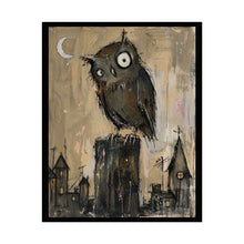 Load image into Gallery viewer, Owl Nightscape Poster — Whimsical Moonlit Owl Art Print (Rolled)
