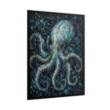 Load image into Gallery viewer, Gothic Stitched Octopus Art Print – Dark Whimsy Deep Sea Kraken Ocean Wall Decor
