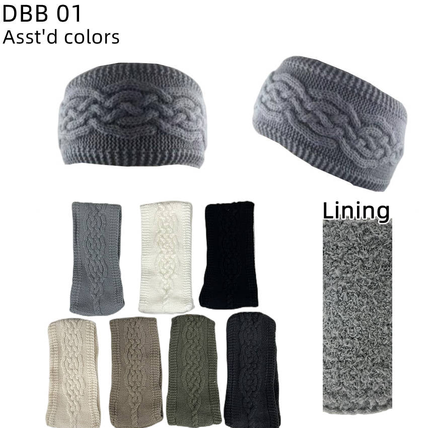 12-pack Women's Cable Knitted Fuzzy Lined Warm Headbands
