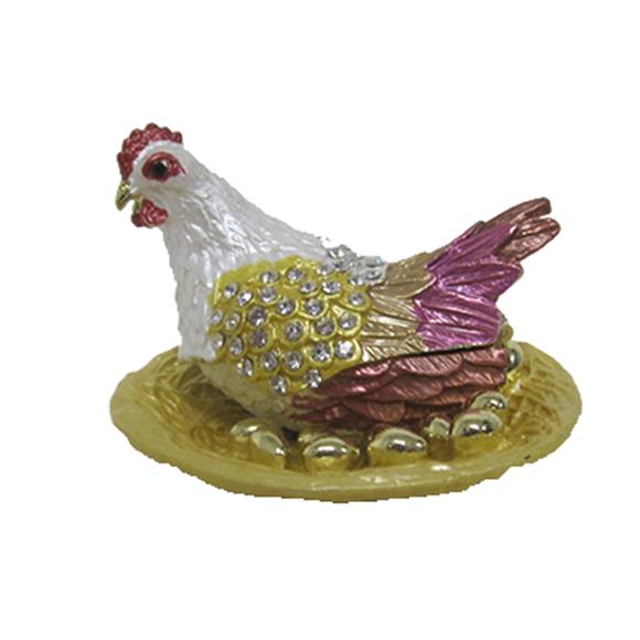 HEN PUTER JEWELRY BOX