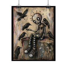 Load image into Gallery viewer, Rolled Poster — Gothic Crow Doll Art Print (Dark Whimsical Wall Decor)
