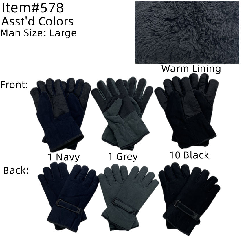 12-pack Wholesale Men's Fleece Winter Sport Gloves Ski Gloves
