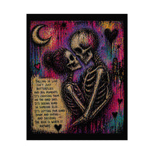 Load image into Gallery viewer, Rolled Poster — Gothic Skeleton Couple Love Art Print with Quote
