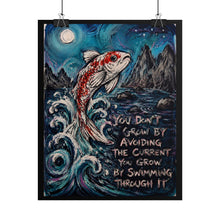 Load image into Gallery viewer, "You Grow By Swimming Through It" Koi Fish Wall Art | Nautical Painting Print
