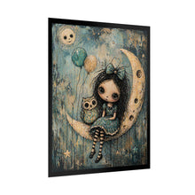 Load image into Gallery viewer, Whimsical Moon Girl Poster — Cute Owl Night Wall Art
