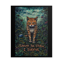 Load image into Gallery viewer, Survivor Lynx Poster — "Through the Storm I Survive" Inspirational Rolled Art Print
