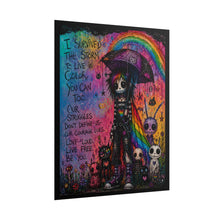 Load image into Gallery viewer, Dark Fantasy Gothic Character Under Pride Mushroom Umbrella Poster - "Love Loud. Live Free."
