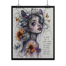 Load image into Gallery viewer, Rolled Poster — "My Heart Isn't a Limited Space" Floral Portrait Art Print
