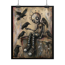 Load image into Gallery viewer, Rolled Poster — Gothic Crow Doll Art Print (Dark Whimsical Wall Decor)

