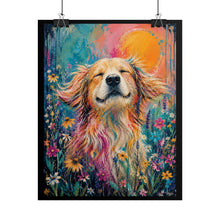 Load image into Gallery viewer, Vibrant Happy Golden Retriever Poster - Colorful Wildflower Dog Wall Decor
