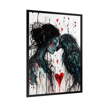 Load image into Gallery viewer, Rolled Poster — Gothic Romantic Art Print: Woman &amp; Raven with Dripping Heart
