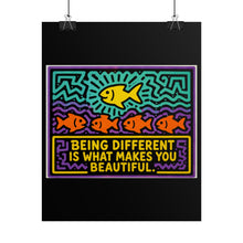 Load image into Gallery viewer, Different Fish Shine Brightest Rolled Poster — Playful Retro Pop Art Wall Art

