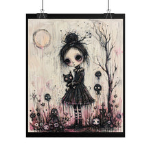 Load image into Gallery viewer, Rolled Poster — Gothic Girl with Cat Art Print
