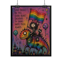 Load image into Gallery viewer, "Every Heart Deserves To Shine" Pride Art | Cute Rainbow Dragon Poster
