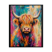 Load image into Gallery viewer, Vibrant Highland Cow Poster - Colorful Farmhouse Animal Wall Decor
