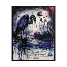 Load image into Gallery viewer, Rolled Poster — 'The Deepest Waters Make the Strongest Souls' Blue Heron Art Print

