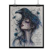 Load image into Gallery viewer, "Love Doesn't Just Break You Once" Wall Art | Raven Headdress Print
