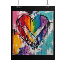 Load image into Gallery viewer, LGBTQ+ Solidarity Rainbow Heart Wall Art | Clasped Hands Print
