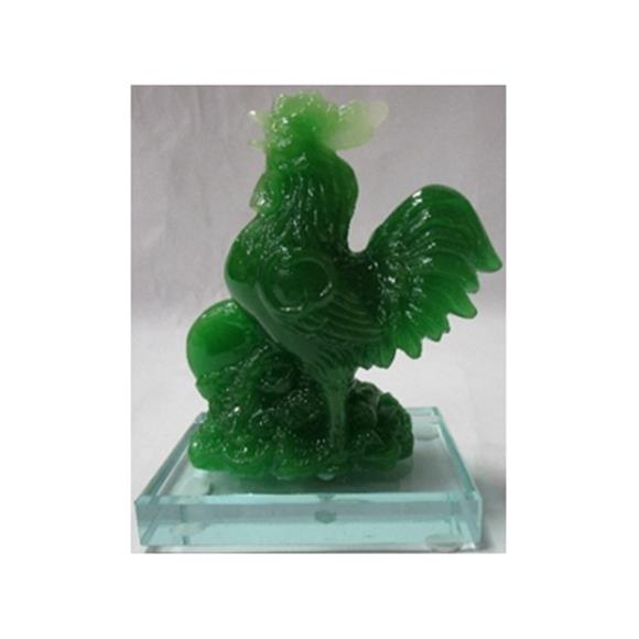 GREEN ROOSTER ON CRYSTAL BASE