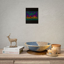 Load image into Gallery viewer, Rolled Poster — Neon Sunset Bird Artwork with Quote: “Love hurts in ways nothing else can…”
