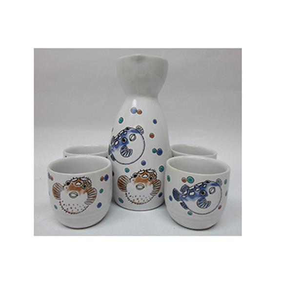 5PC PUFFER FISH SAKI SET