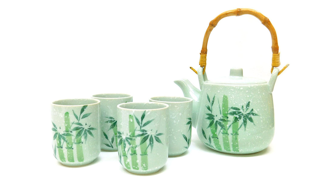 TEA SET GREEN W/BAMBOO
