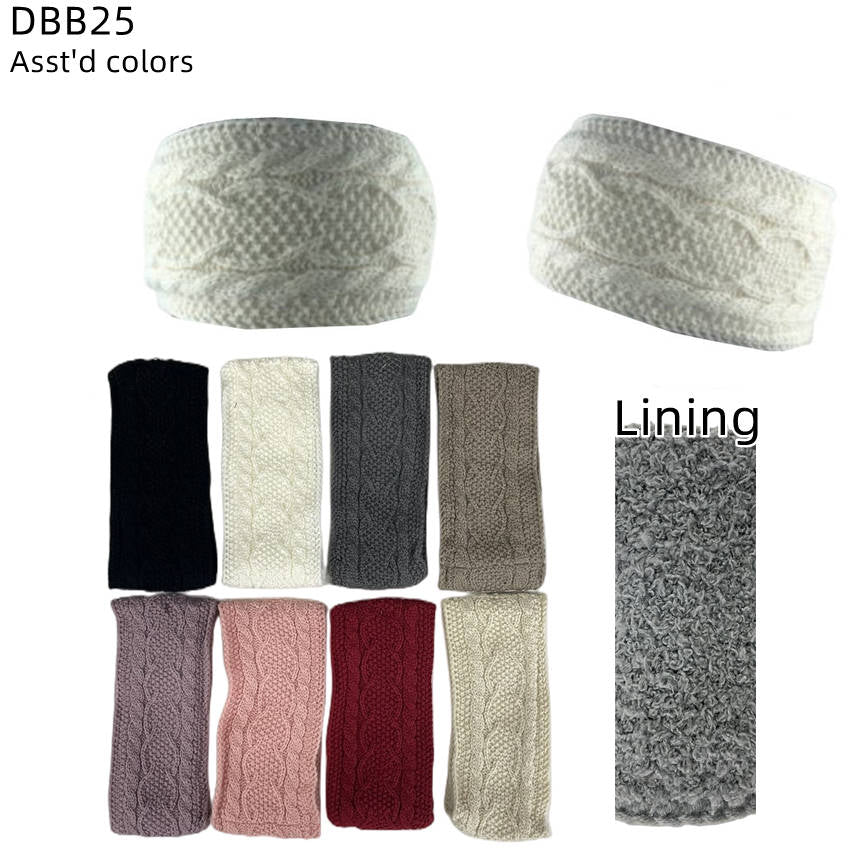 12-pack Women's Cable Knitted Fuzzy Lined Warm Headbands