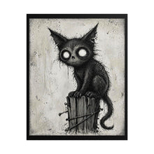 Load image into Gallery viewer, Creepy Black Cat Poster — Gothic Horror Rolled Art Print
