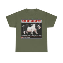 Load image into Gallery viewer, Chris P. Bacon Runaway Pig Breaking News T-Shirt - Size S - 5XL
