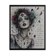 Load image into Gallery viewer, Rolled Poster — Third Eye Woman Art Print with Quote: “My Love Is Not Divided It Multiplies”
