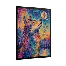 Load image into Gallery viewer, Impressionist Rainbow Wolf Art Print – "Chase The Sky, Not The Shadows" Inspirational Mountain Wall Decor
