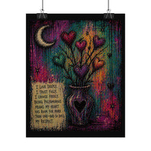 Load image into Gallery viewer, Rolled Poster — Colorful Heart Bouquet Art Print with Polyamory Love Quote
