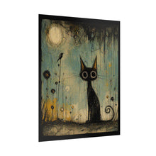 Load image into Gallery viewer, Cat Moon Poster — Whimsical Nighttime Art Print (Rolled Poster)
