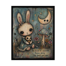 Load image into Gallery viewer, Rolled Poster — Cute Bunny Moon Illustration with 'Be Kind to Yourself' Quote
