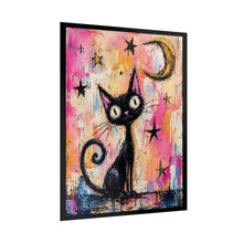 Load image into Gallery viewer, Rolled Poster — Whimsical Black Cat Moon Art Print
