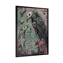 Load image into Gallery viewer, Survivors Together Rolled Poster — Dark Folk Art Vulture &amp; Fox Print with Quote
