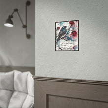 Load image into Gallery viewer, Rolled Poster — Watercolor Crow &amp; Roses Art Print with Quote: “The dark isn’t here to break me…”
