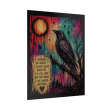 Load image into Gallery viewer, Rolled Poster — Inspirational Raven Art Print with Quote: “I Survived the Nights…”
